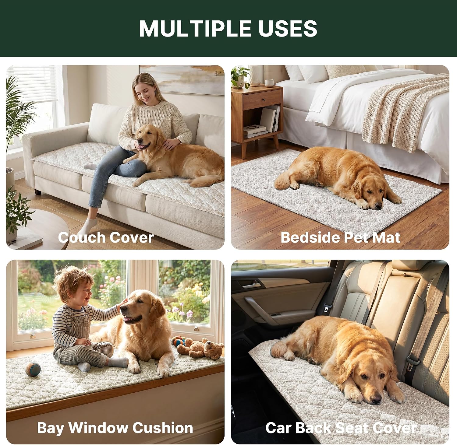 H.VERSAILTEX Chenille Couch Cover for Dogs Washable Soft Sofa Covers Sectional Sofa Cover Heather Blending Non-Slip Thick Couch Protector Dog Pet Bed Covers(Heathered Ivory, 28" x 71")