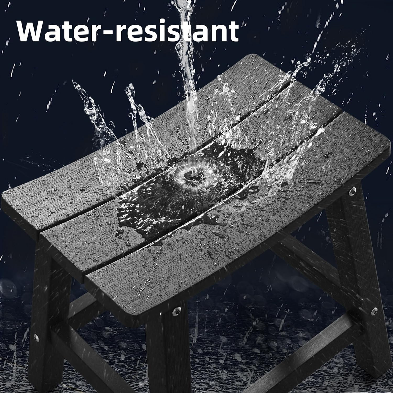 DWVO Poly Lumber Shower Bench, Shower Stool, Water Resistant & Non Slip Design Shower Seat, Shower Bath Chairs Spa Stool for Bathroom, Black