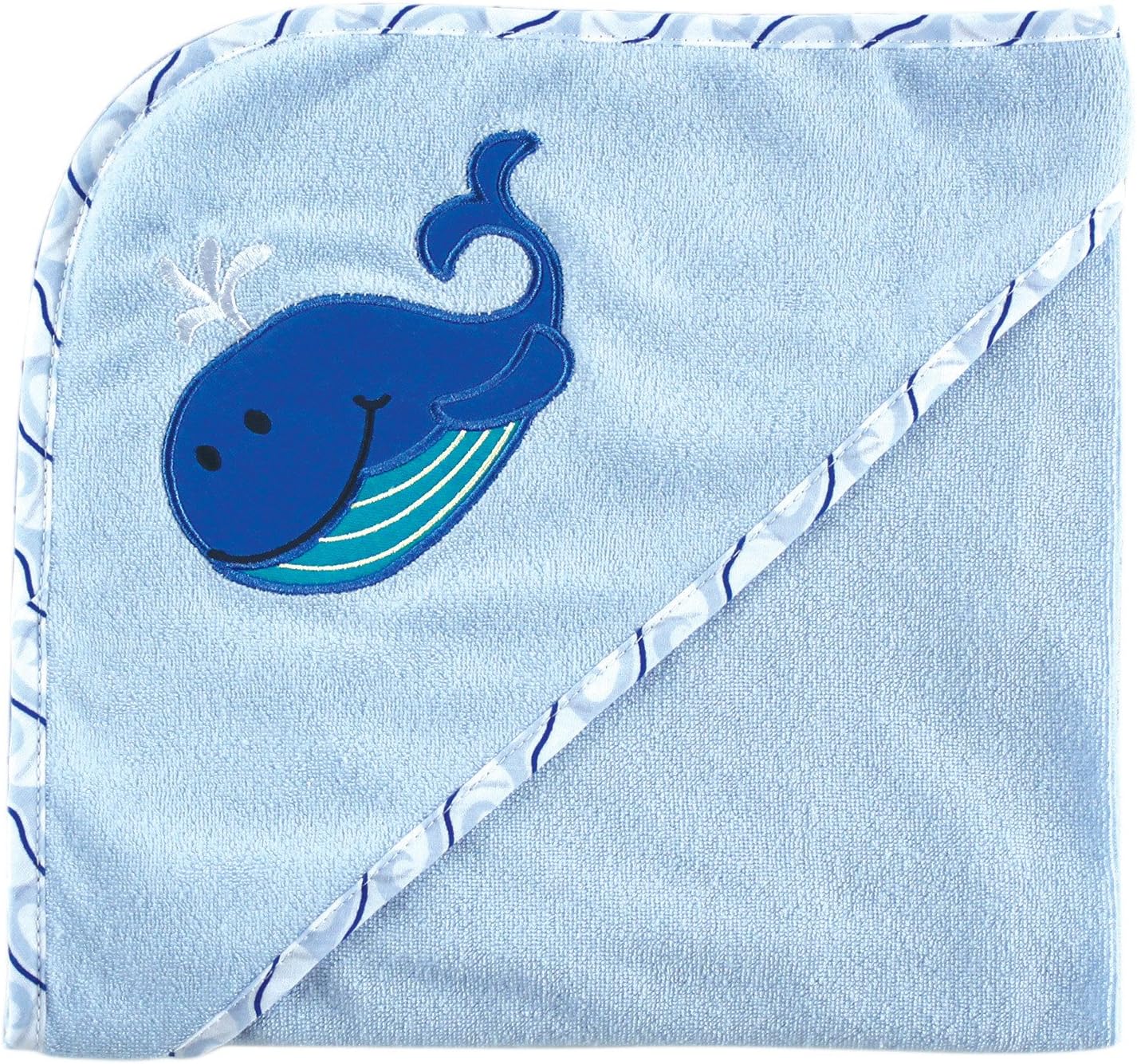 Luvable Friends Unisex Baby Hooded Towel and Washcloth, Blue Elephant, One Size (Pack of 3)