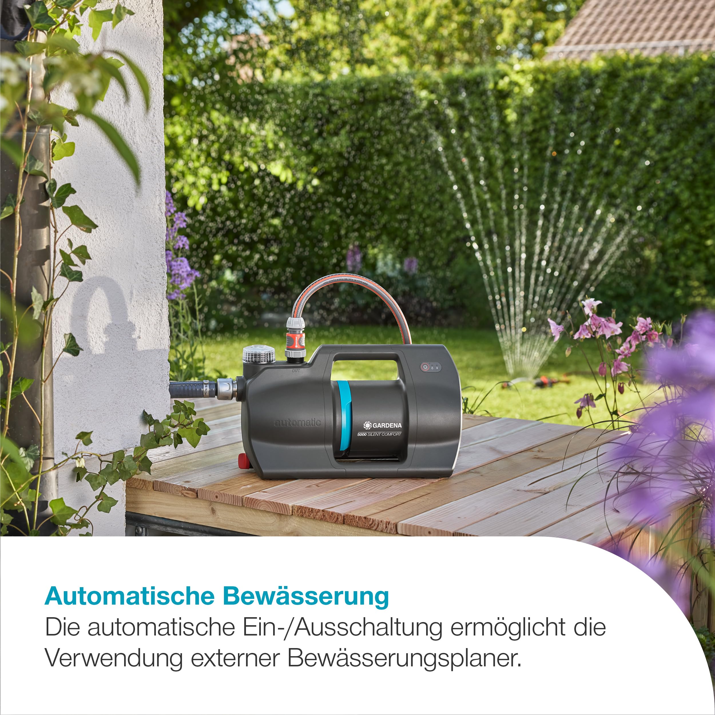 Gardena Haus- & Gartenautomat 5000 SilentComfort Pumpen: App-Steuerung*, 36% weniger Stromverbrauch**, Silent Technologie, Regen- und UV-geschütztes Gehäuse (09072-20)
