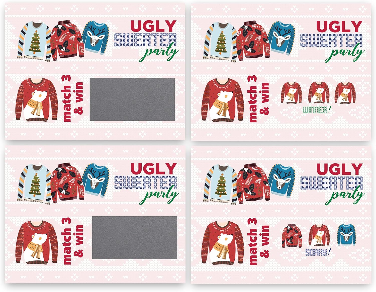 My Scratch Offs Christmas Bundle – 26 Pack Ugly Sweater Scratch Off Game Cards & 26 Pack Christmas Bingo Scratch Off Game Cards, 3x4 Inch, Party Favors, Family Games & White Elephant Gifts image 3