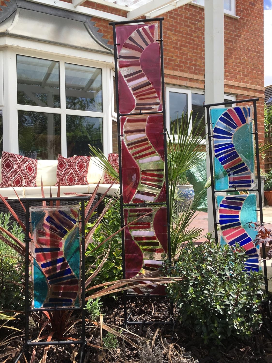 Garden Glass Art, Glass Totems, Stained Glass Panels Amazon.co.uk