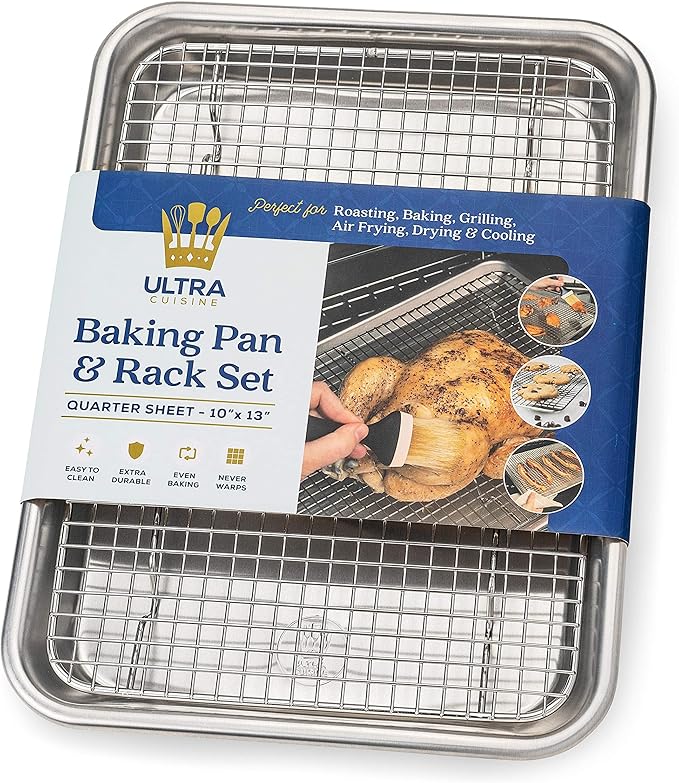 Ultra Cuisine Quarter Sheet Pan with Wire Rack Set -