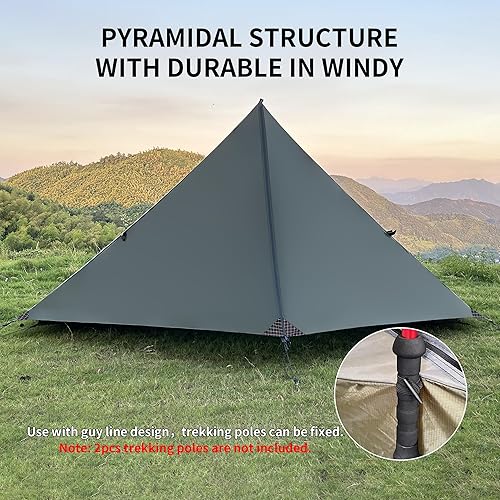 Miniatura 7 de TENPLAY - Tienda de campaña ligera para 2 personas, tienda de campaña ultraligera, nailon, impermeable, resistente al viento, fácil instalación,