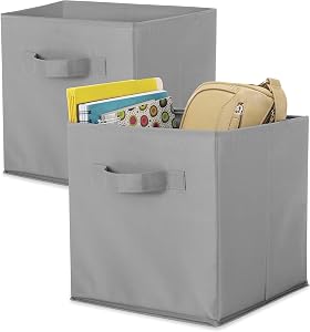 Whitmor Collapsible Cubes-Set of 2, Paloma Gray, 10"x10"x10"