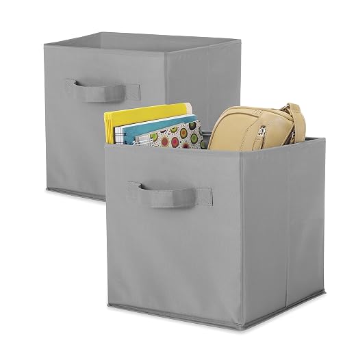 Whitmor, Gray, Collapsible Cubes, 10" L x 10" W x 10" H, Set of 2