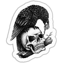 Skull & Crow 5-Inch Vinyl Decal Sticker for Laptops, Water Bottles, Cars, Notebooks, and More Durable, Waterproof, Weather-Resistant, Easy to Apply, and Long-Lasting