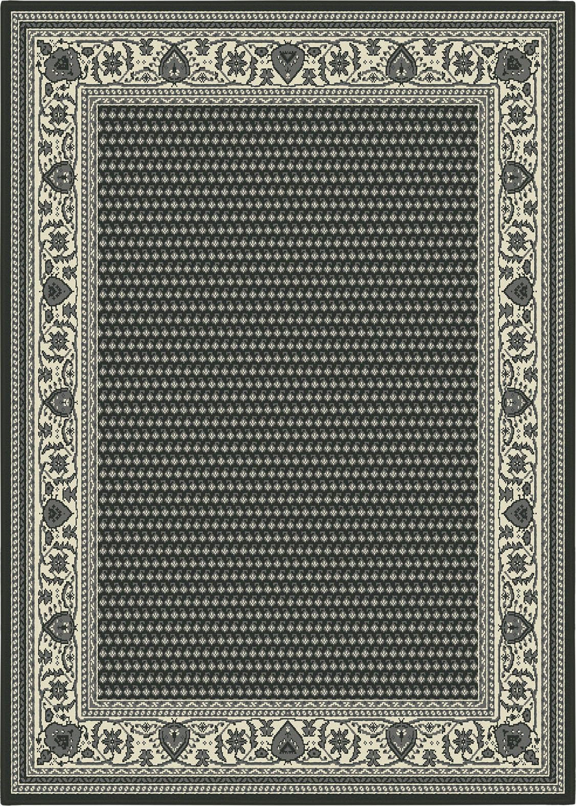SrS Rugs® Luna Collection, Living Room Rugs, Hallway Runners, with Soft Smooth 8mm Pile. Contemporary Designs. Multi Colours, 3 Sizes (Border Traditional Black, 120cm x 170cm)