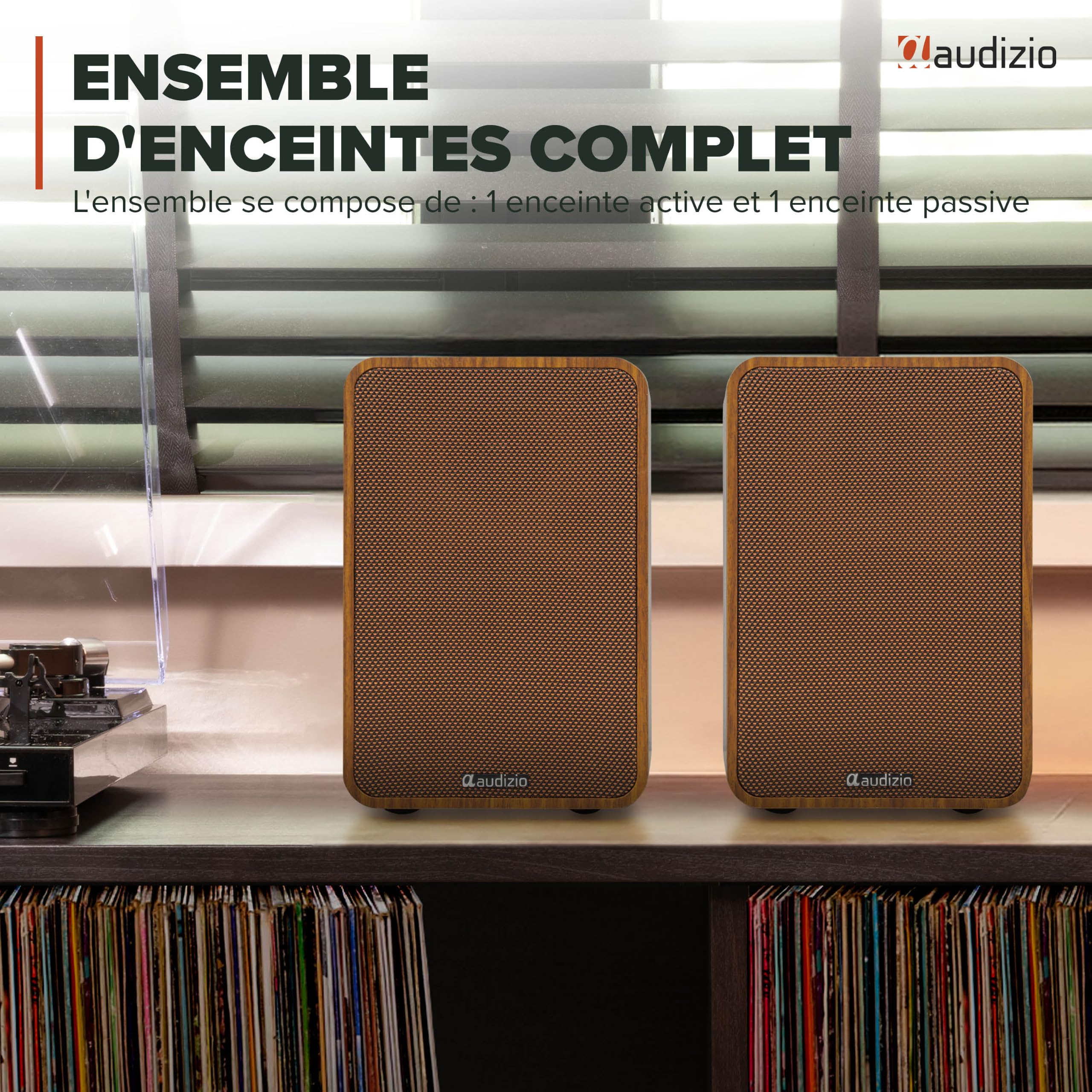 Audizio KS10 Enceintes Hi-FI Actives HDMI Arc BT 5.3 Noyer