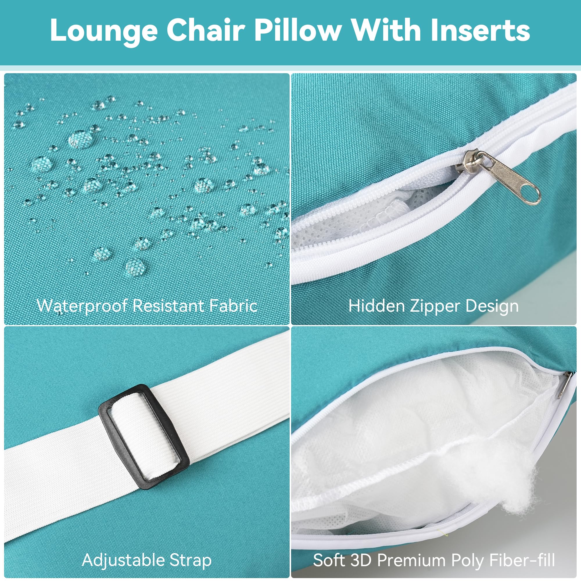 Coussin Lombaire Extérieur élastique Réglable - Imperméable, Pour Chaise Longue, Piscine, Patio - 28x40 Cm