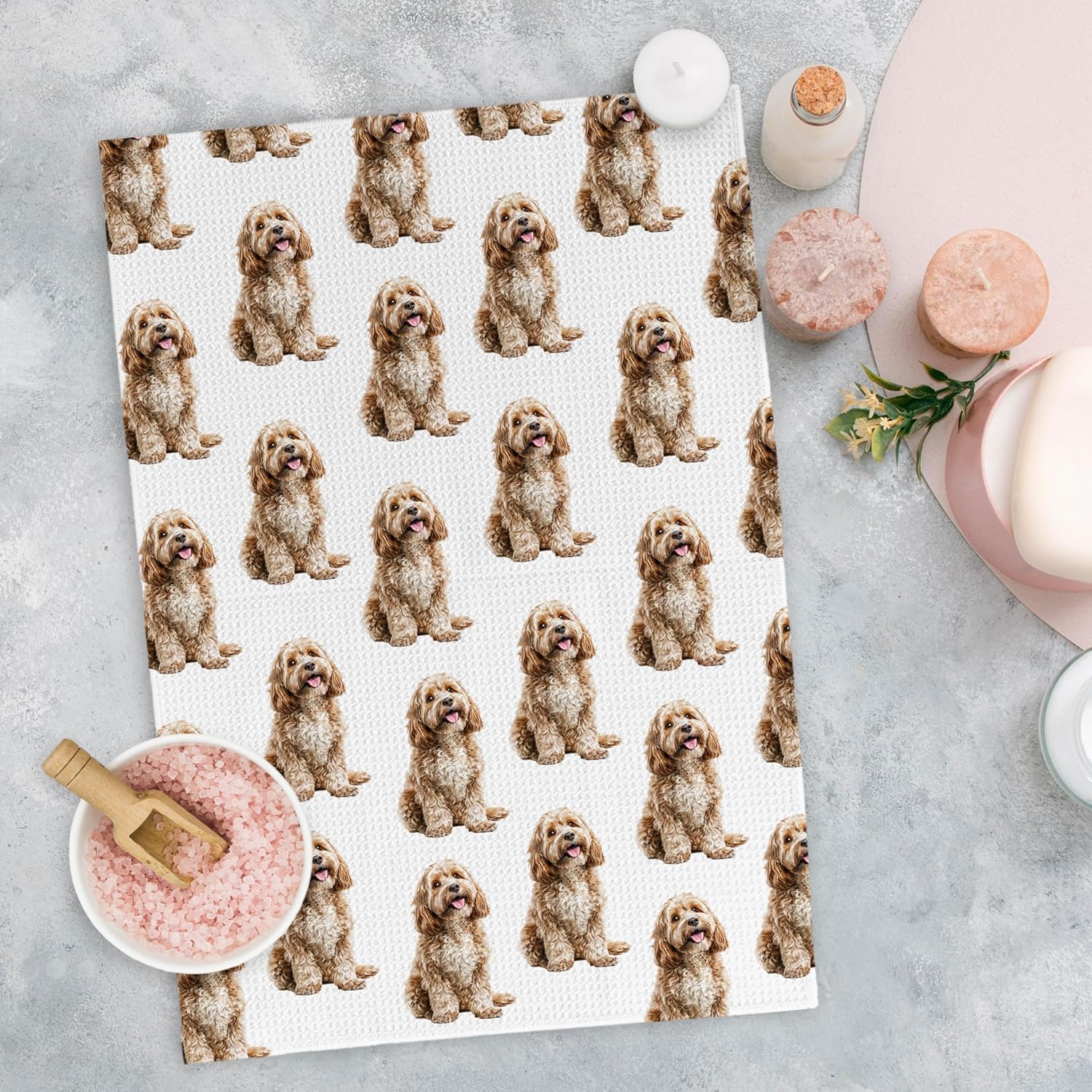 Cockapoo Gifts Kitchen Dish Towel, Cockapoo Gifts for Women Men Dog Lovers Owner, Dogs Accessories, Cockapoo Decor Hand Dish Towels for Bathroom Kitchen Decor 16x24 Inches - Image 2