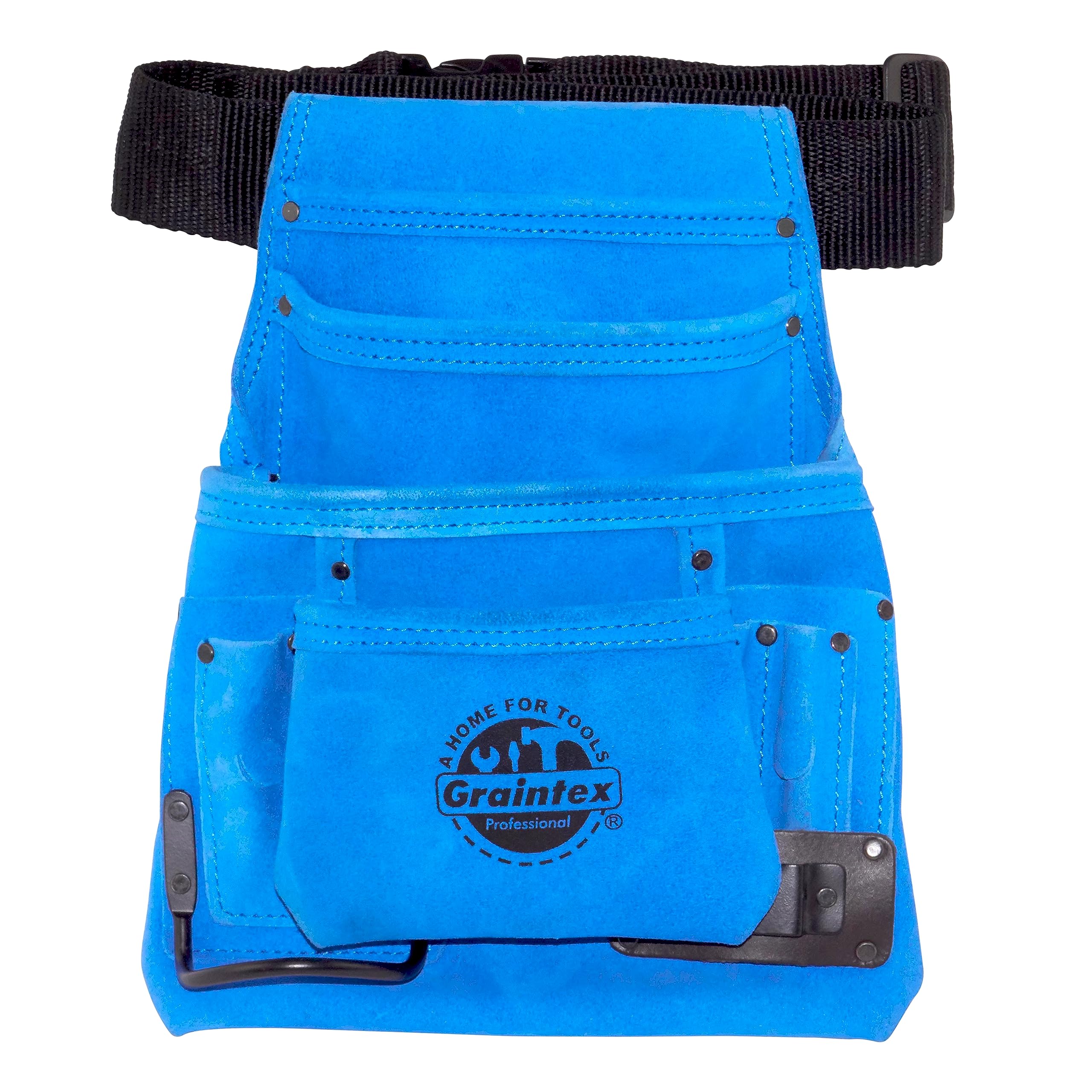 Graintex SS2138 10 Bolsillos Azul Color Suede Cuero Clavo & Herramienta Bolsillo con Cinturón Web de 5 cm Hebilla de PVC de liberación rápida