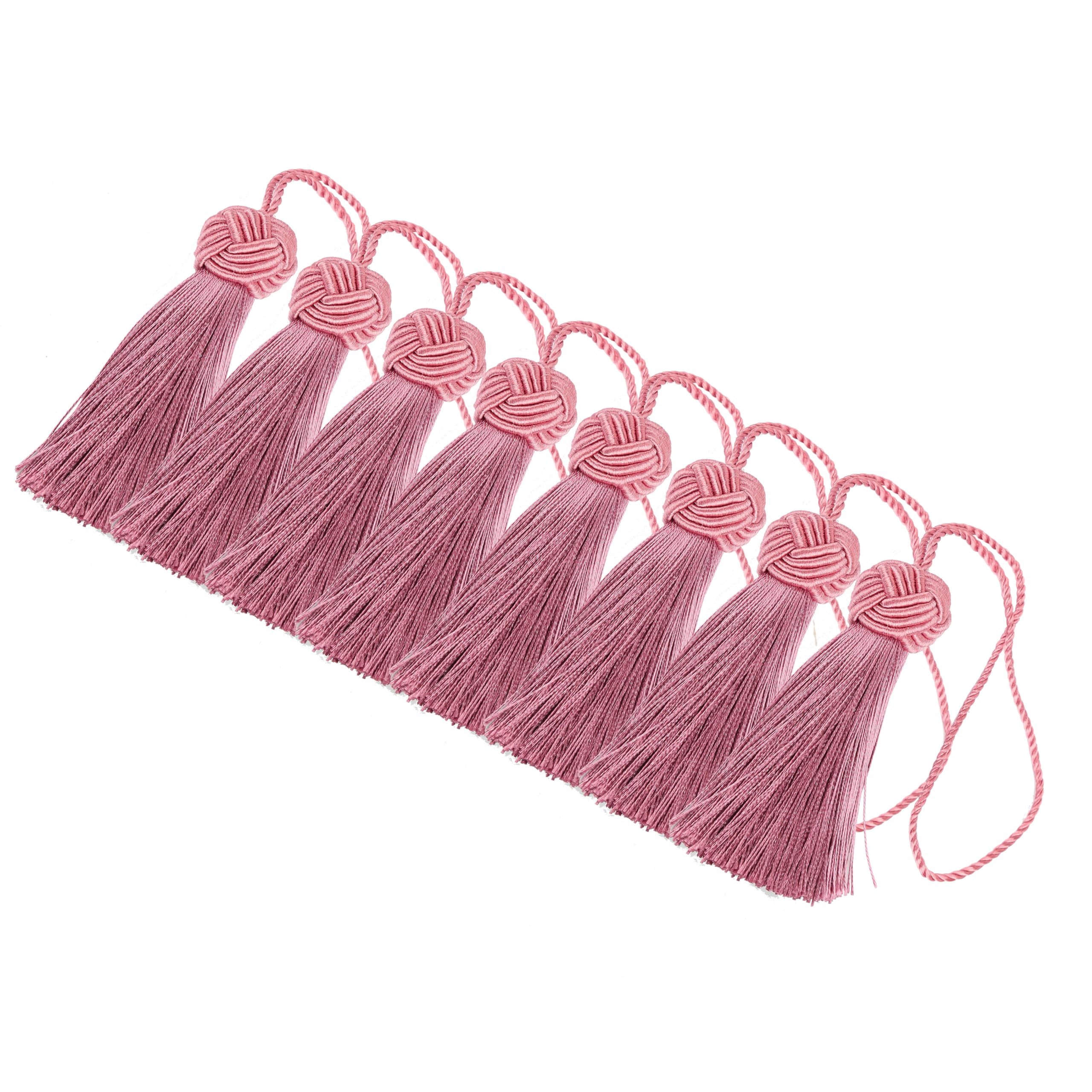 BEL AVENIR 8 Pcs Set Elegant Polyester Key Tassel Colorful Craft Tassels Charms Key Tassel for Christmas Tree DIY Craft Garland Project Wedding Home Party Decorations (Rubber Pink-New)