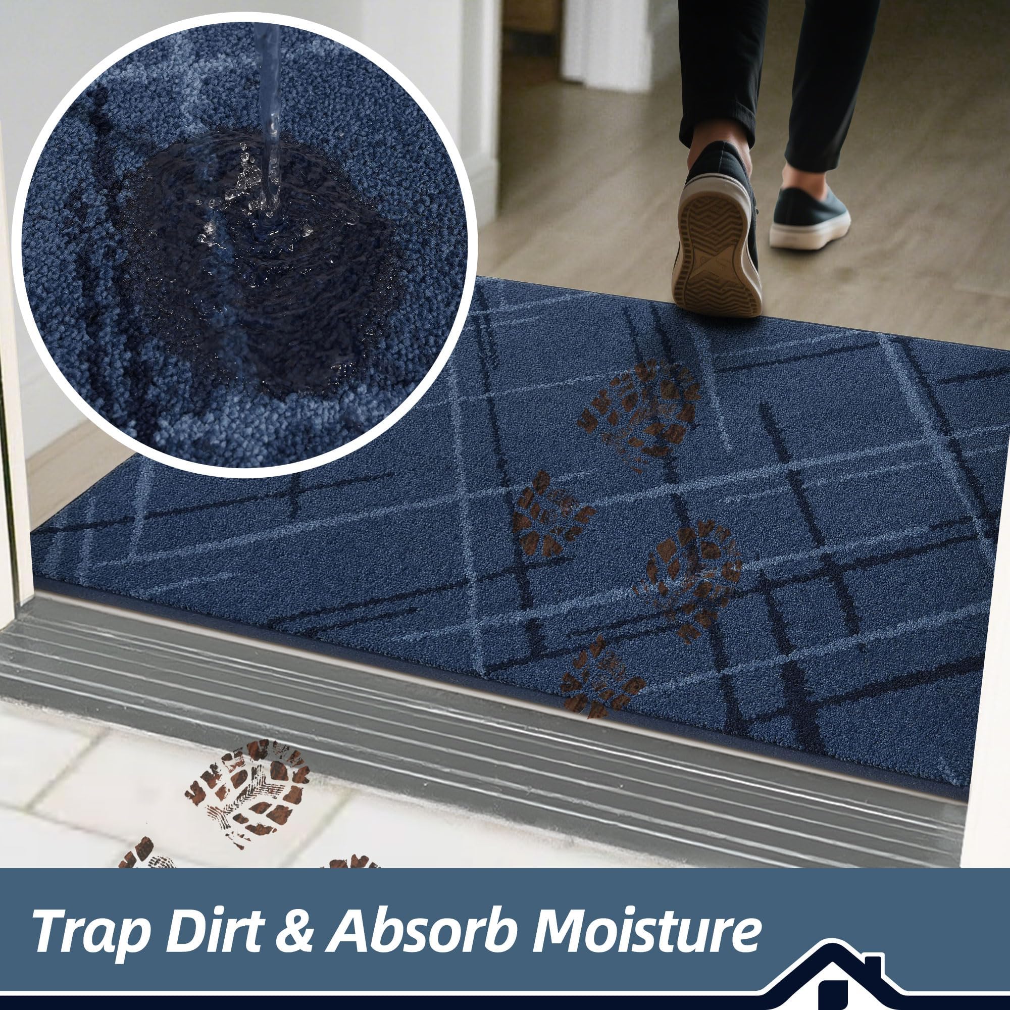 BEQHAUSE Blue Door Mat - Non-Slip Entryway Rug -5