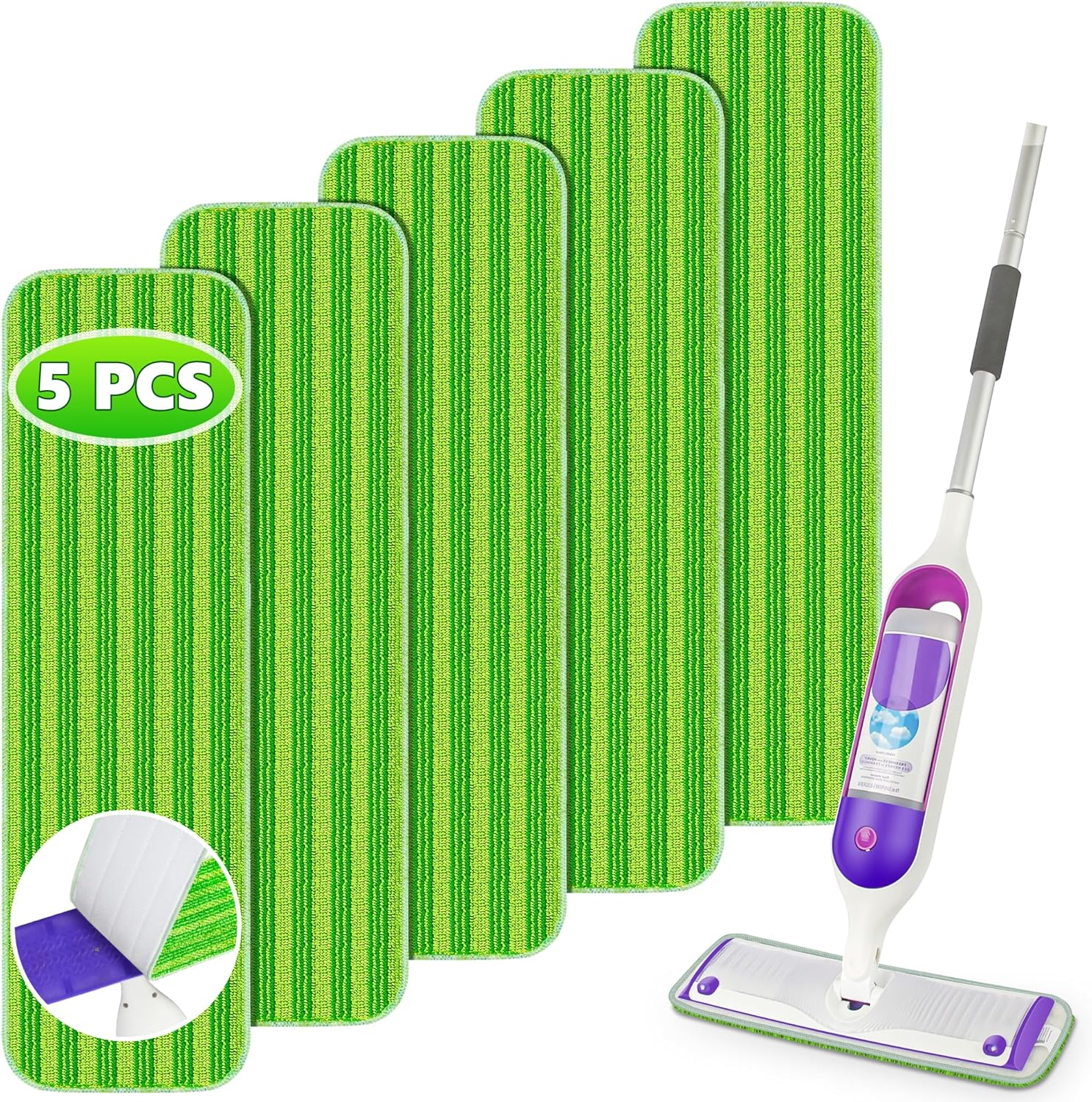 Reusable Mop Pads Compatible with Swiffer PowerMop, Microfiber Mop Pads Refills Mop Heads Replacement for Swiffer Mop Spray Mop Floor Mop, Washable Reusable Floor Mopping Refills, 5 Pack Reusable Mop Pads Compatible with Swiffer PowerMop, Microfiber Mop Pads Refills Mop Heads Replacement for Swiffer Mop Spray Mop Floor Mop, Washable Reusable Floor Mopping Refills, 5 Pack