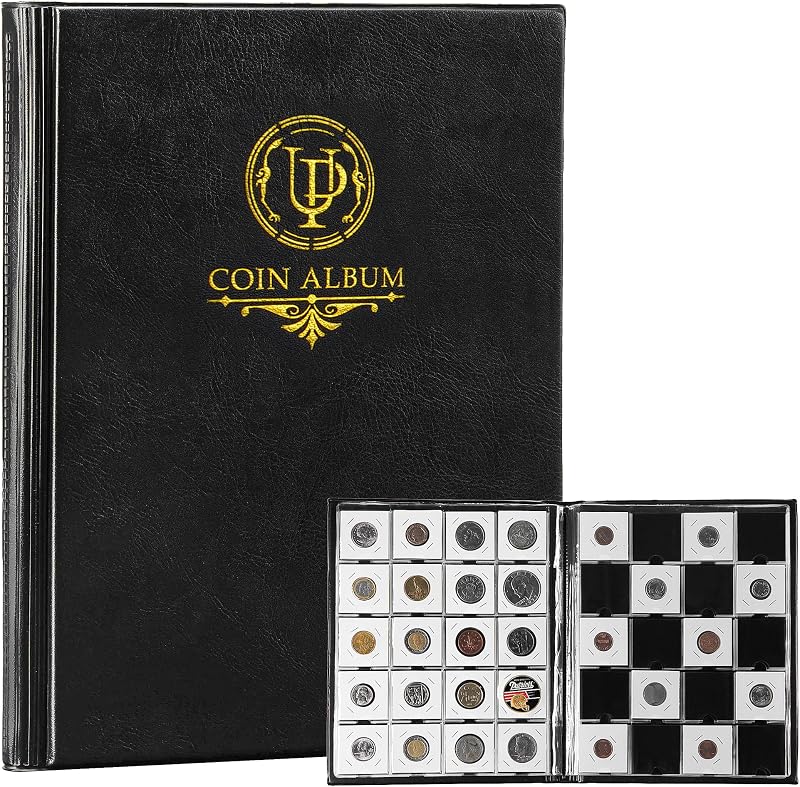 200 Pockets Collecting Album for Coin Flip - Classic Black | Uncle Paul Large Capacity Collection Book Coin Holder for Stamps Medals Badges CS46BK01