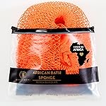 BELLANOMI African Exfoliating Net Sponge, Authentic, Ethically sourced from Nigeria, 45 inches Long, Back Scrubber for Daily use (Orange)