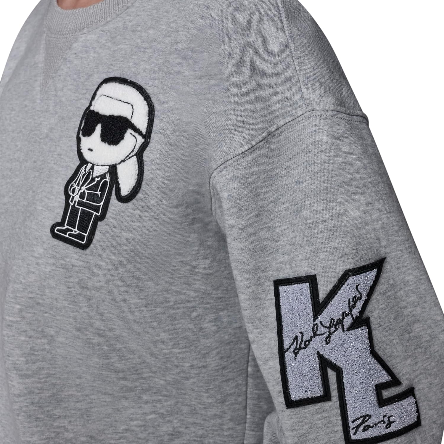 KARL LAGERFELD Women's Long Sleeve Crew Neck Karl Patch Fleece Sweatshirt