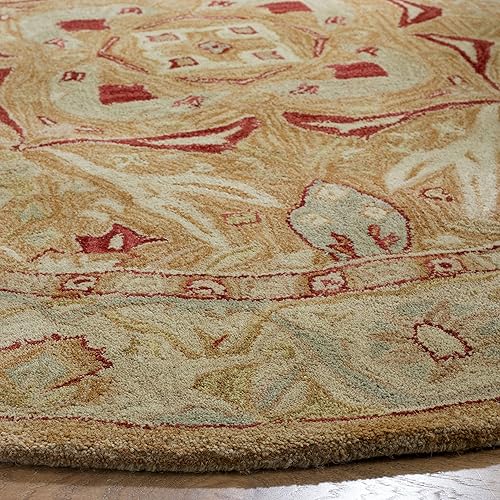 Miniatura 5 de SAFAVIEH Anatolia Collection AN514A - Alfombra redonda de lana oriental de 8 pies, hecha a mano, redonda, color marfilbeige