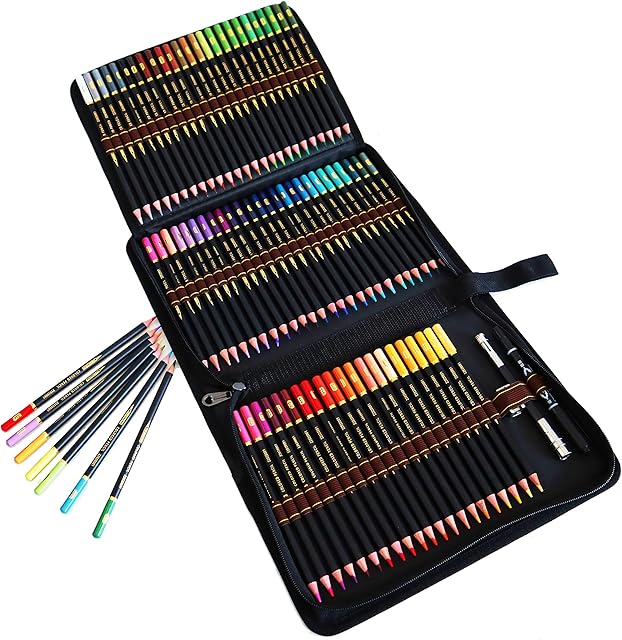 72 Colored Pencils Professional Art SetIn Personalized Big Pencil Case,Colouring Pencils Drawing Set For Adult Coloring Books, Kids Artist Art Drawing