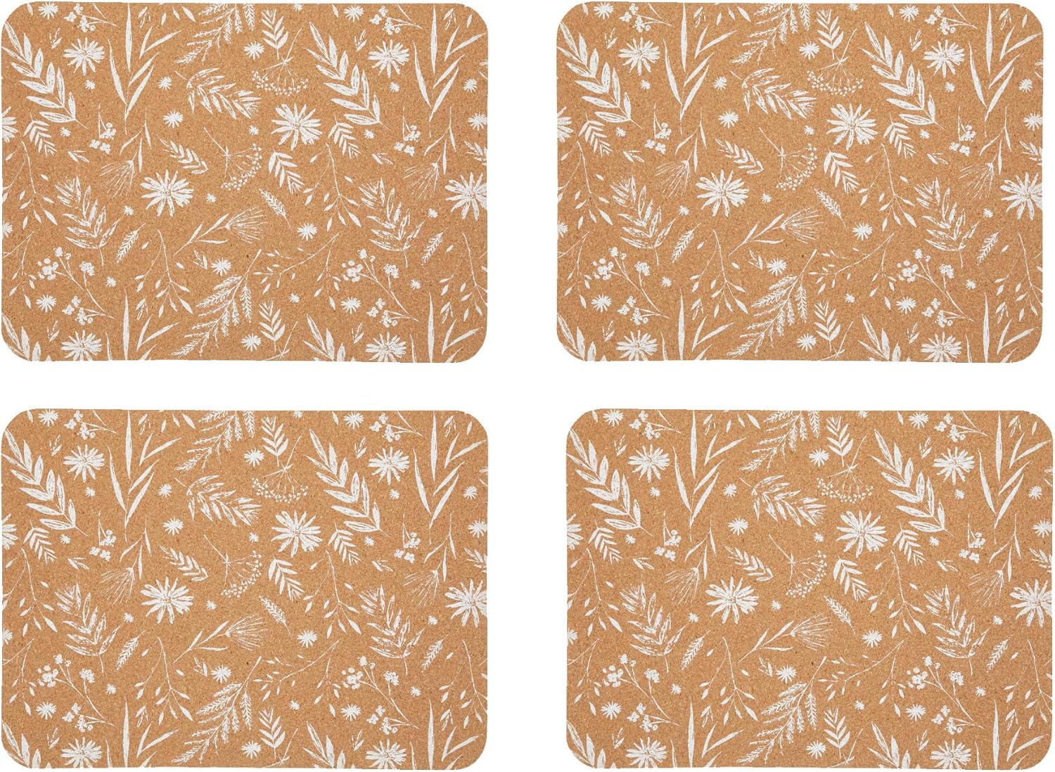 KitchenCraft Natural Elements Set of 4 Cork Placemats, Biodegradable