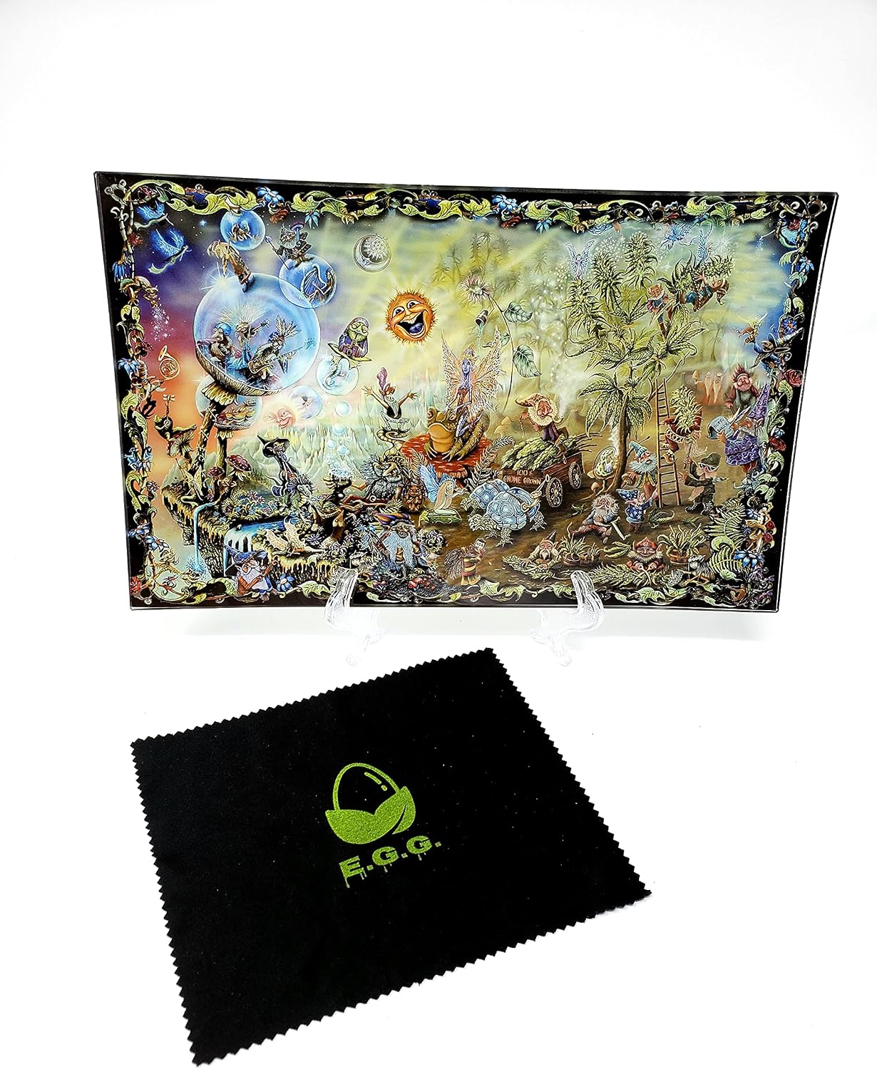 E.G.G. Shatter Resistant Glass Tray: Decorative, Rolling, Collectable, High Resolution, Great Gift (Organic)