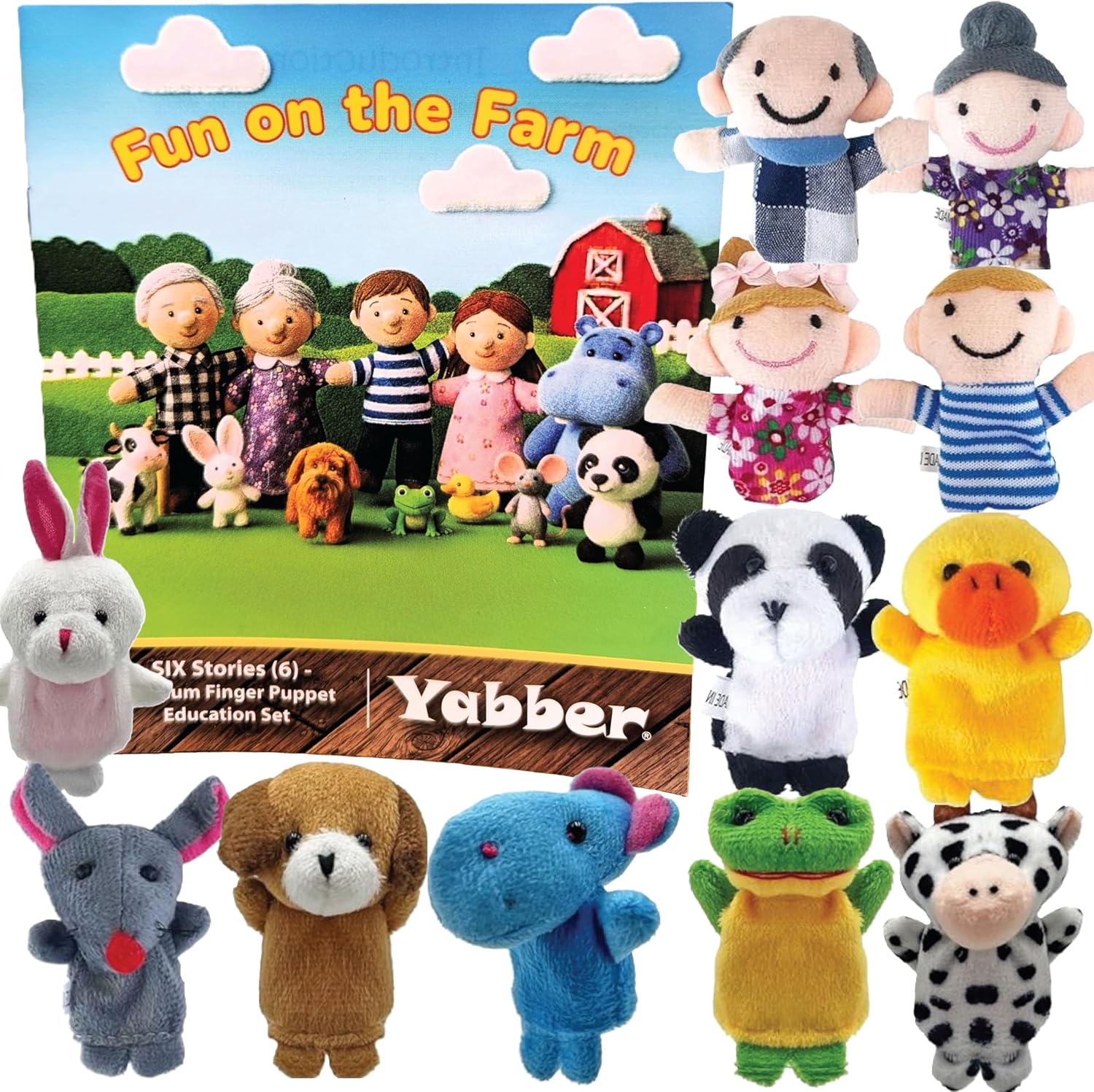 Finger Puppet Set | Fun on the Farm Storytime | Learning Aid | 12-Pack | Read to Toddlers, Preschool Students & Children - Storytelling Reading Rhyme Book