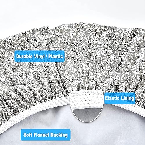 Miniatura 7 de lndoor - Mantel redondo de vinilo ajustable para patio al aire libre, respaldo de franela, borde elástico, mantel decorativo impermeable y lavable,