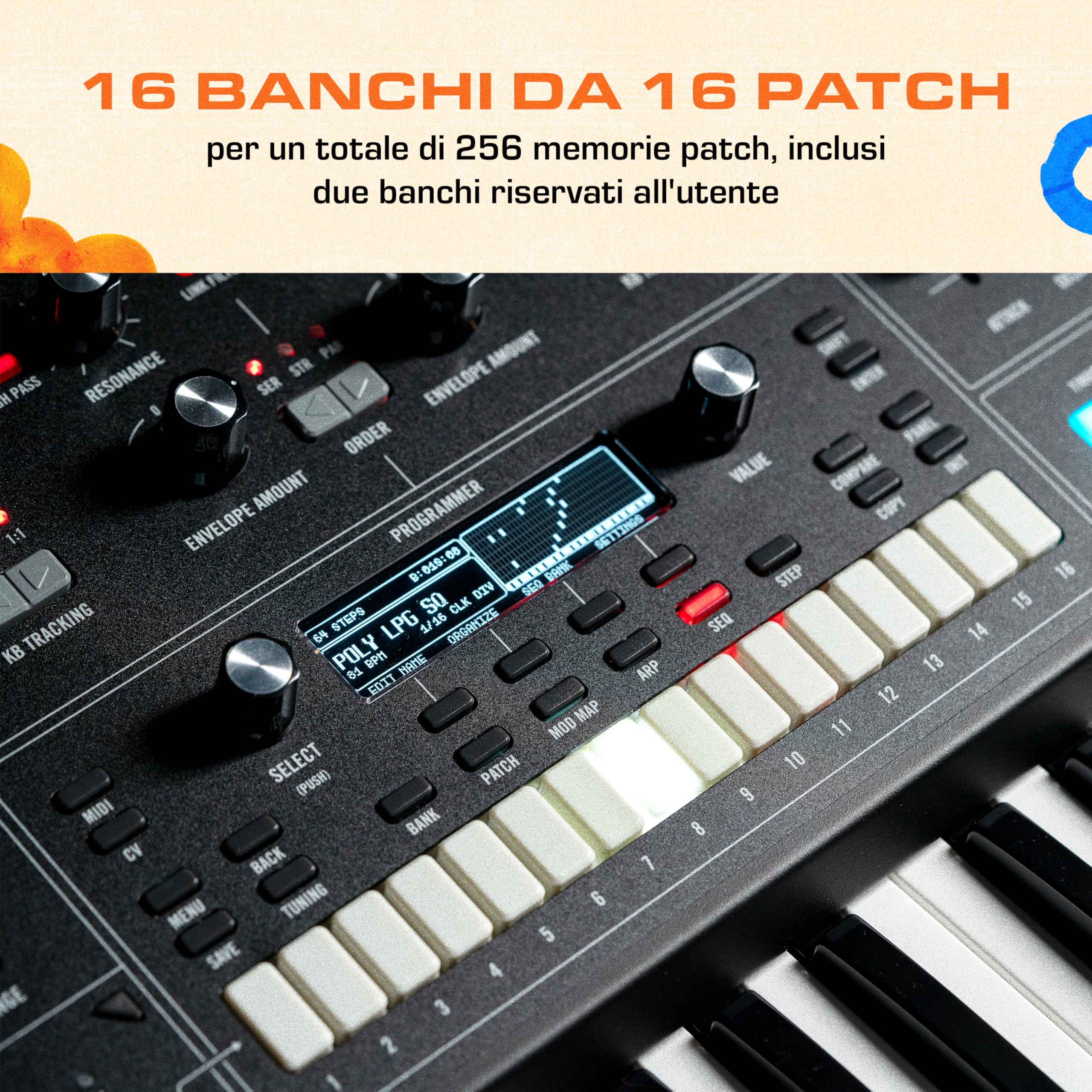 MOOG Muse - Synth Polifonico bi-timbrico Analogico a 8 Voci con 61 Note, Sequencer a 64 Step, 256 Patch e Diffusion Delay