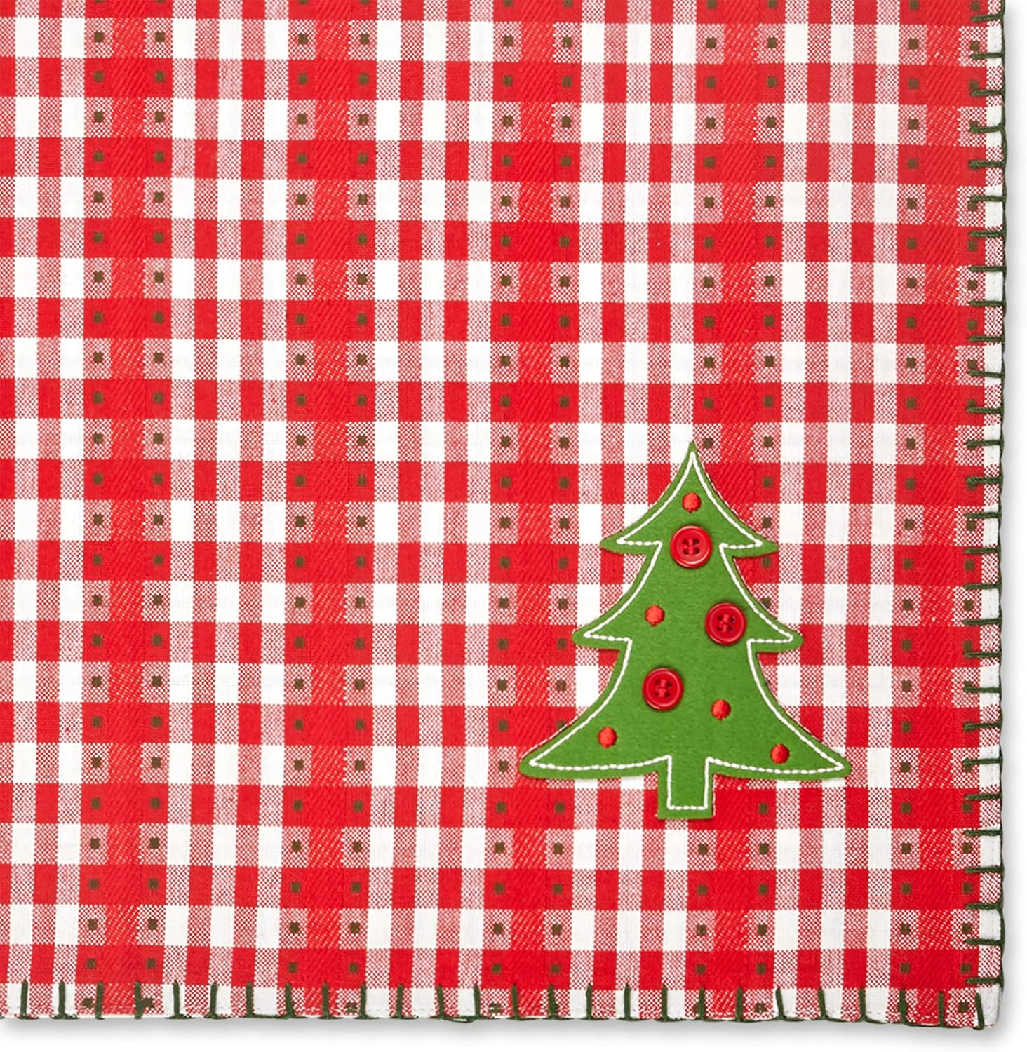 DII Jolly Christmas Tree Collection Holiday Table & Kitchen Décor, Reversible Placemat Set, 13x19, Christmas Red, 4 Piece