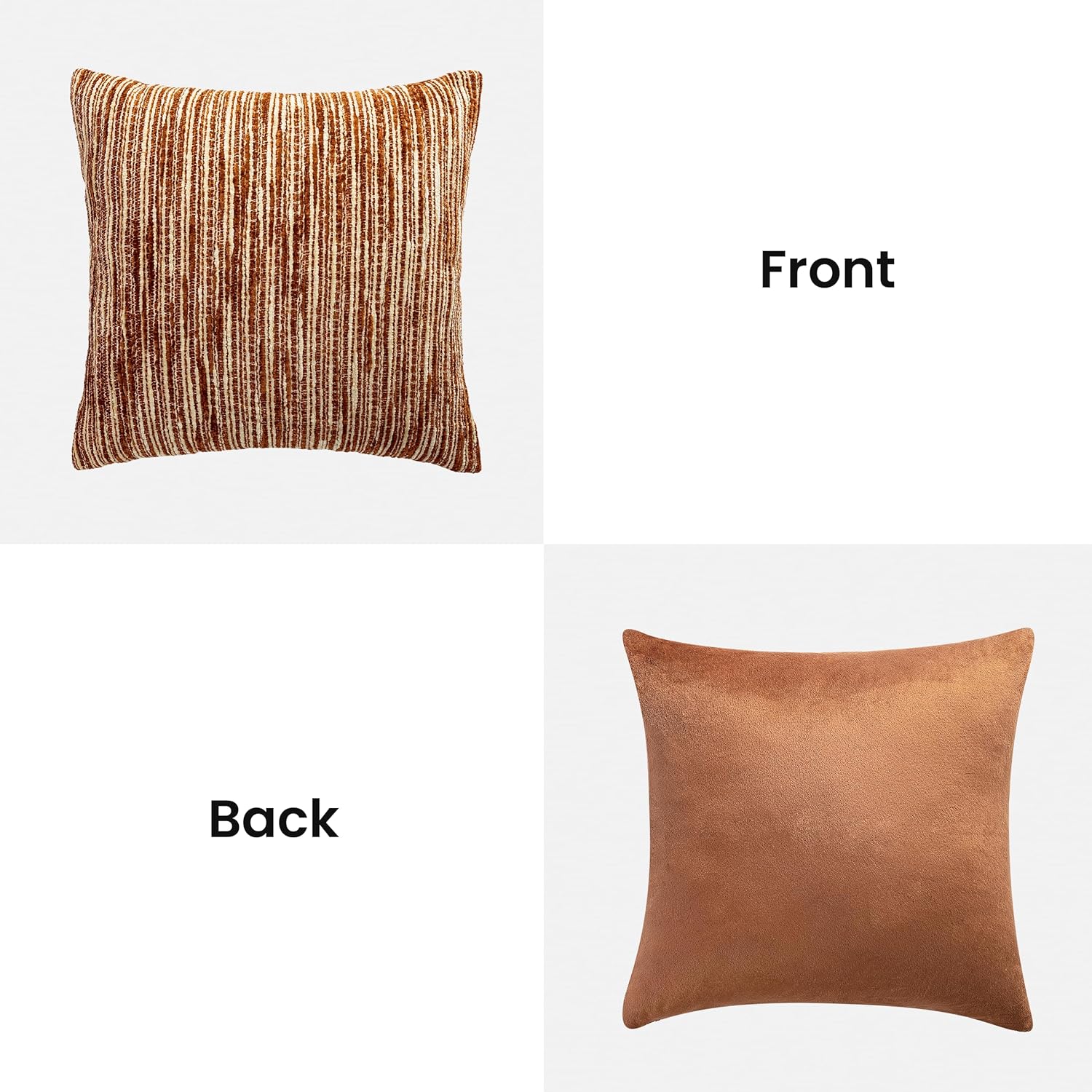 AELS 20x20 Decorative Farmhouse Throw Pillow Covers, Chenille Striped Pillow Case, Set of 2, Boho Textured Cushion Cover for Sofa Couch Living Room (Cover ONLY), Rust - Image 3