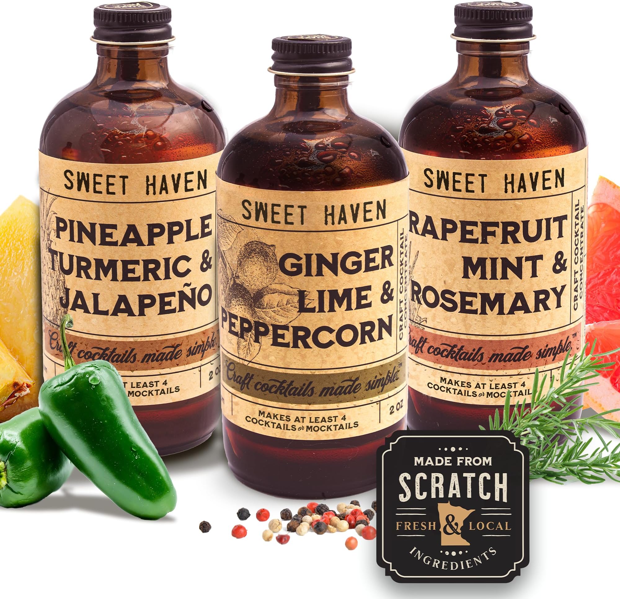 Sweet Haven Tonics Tequila Aficionado Cocktail Mixers 3-Pack Sampler, Handcrafted Mix, All Natural, Fresh Ingredients, Craft Cocktails Made Simple, Zero Preservatives, Mocktail Mixers