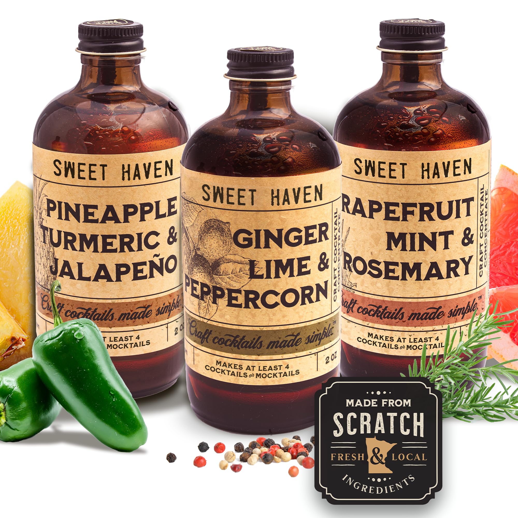 Sweet Haven Tonics Tequila Aficionado Cocktail Mixers 3-Pack Sampler, Handcrafted Mix, All Natural, Fresh Ingredients, Craft Cocktails Made Simple, Zero Preservatives, Mocktail Mixers