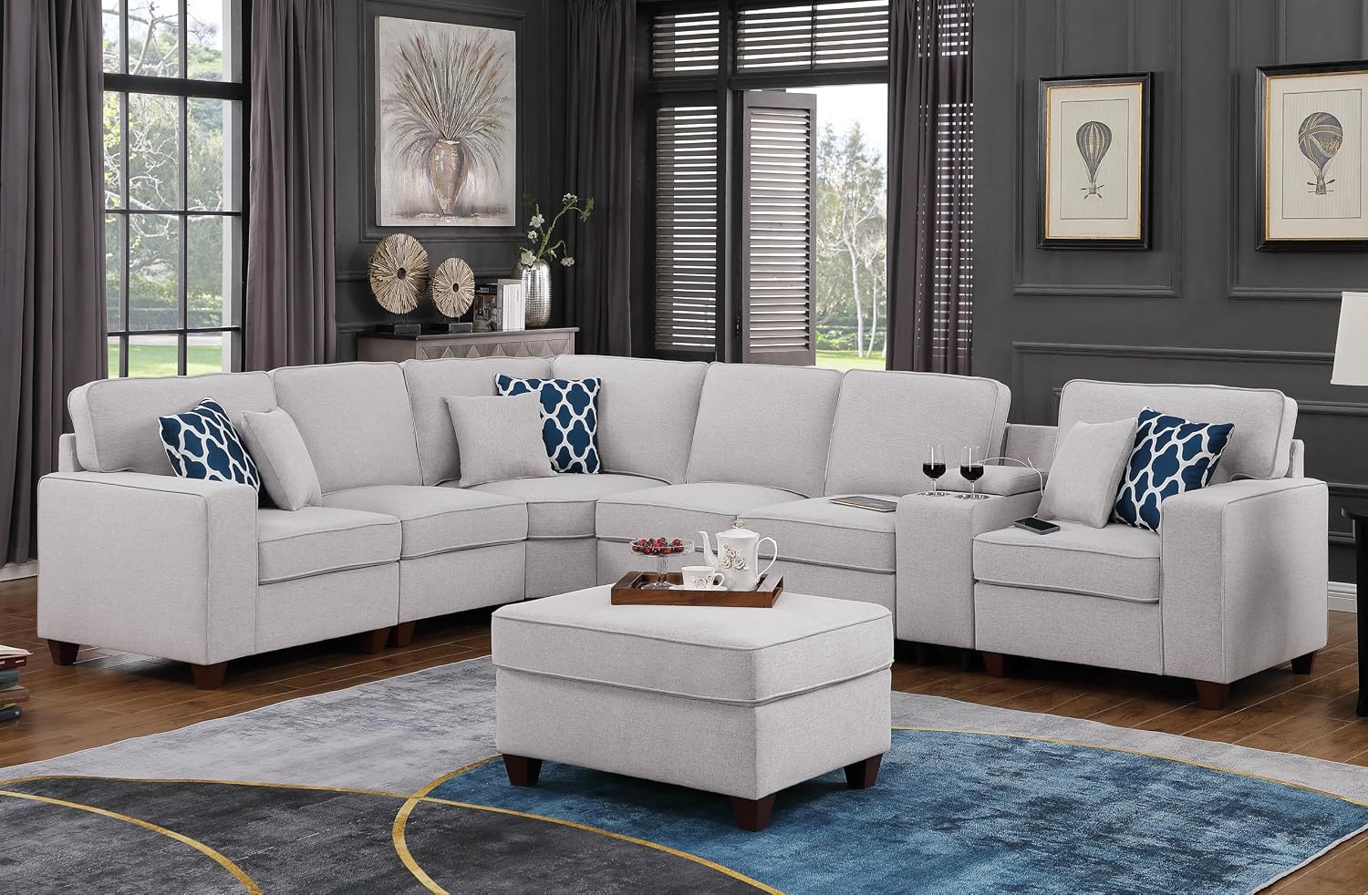 Amazon.com: YOPTO Linen Upholstered Sectional Sofa with Removable ...