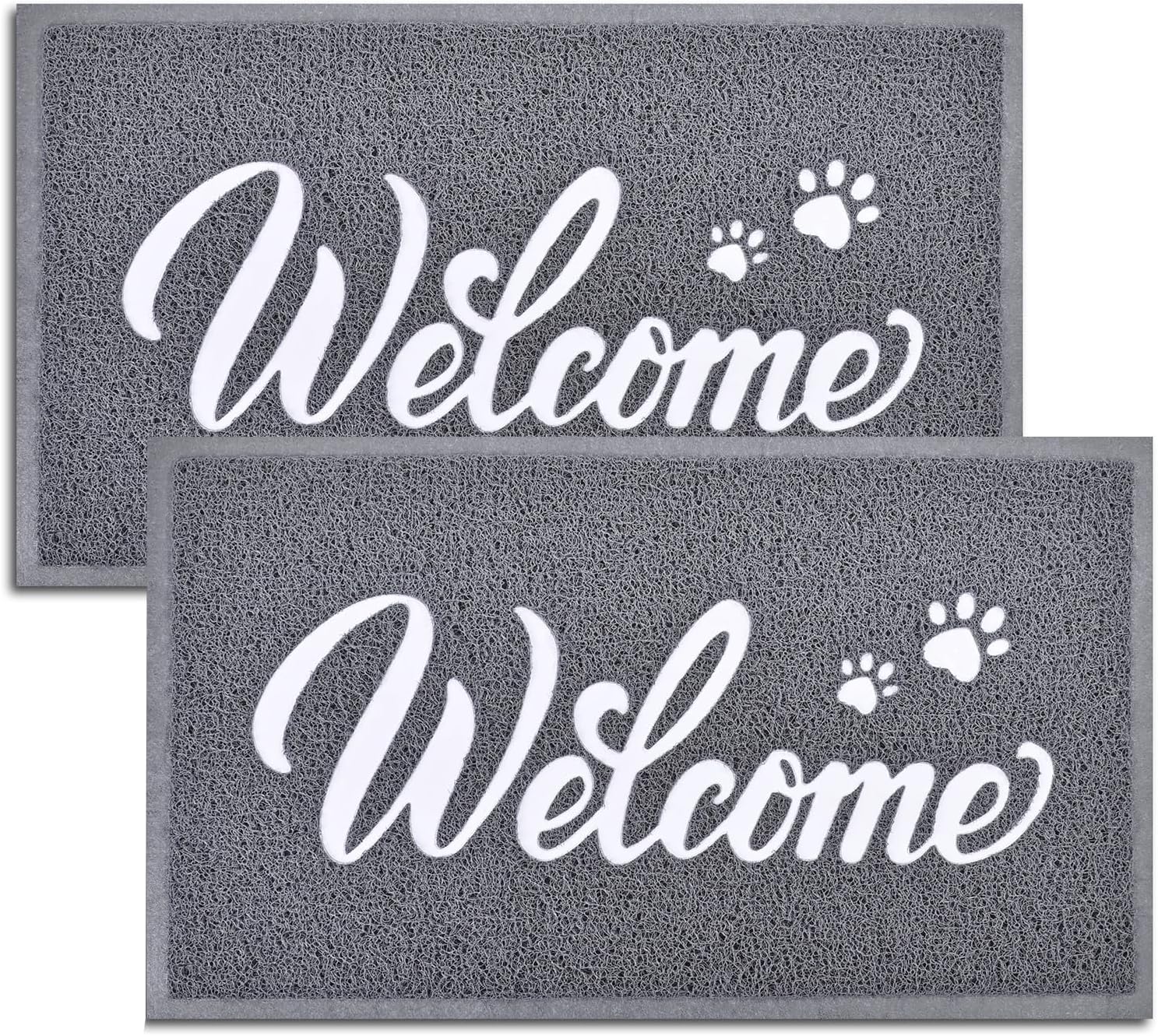 Welcome Mat Outdoor, 2 Pack 32x20 Waterproof All-Season Front Door Mat Outside Entrance, All-Weather Quick Drying, Low Profile Doormat Indoor, Patio Porch Entryway Mat, Grey-White 2 Pack 32"x20" Grey-white