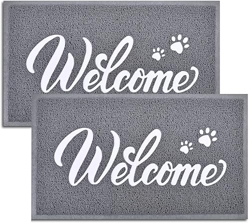 Miniatura 10 de T.HENV Tapete de bienvenida para exteriores, 30 x 17.5 pulgadas, impermeable, para todas las estaciones, entrada exterior, de secado rápido, tapete