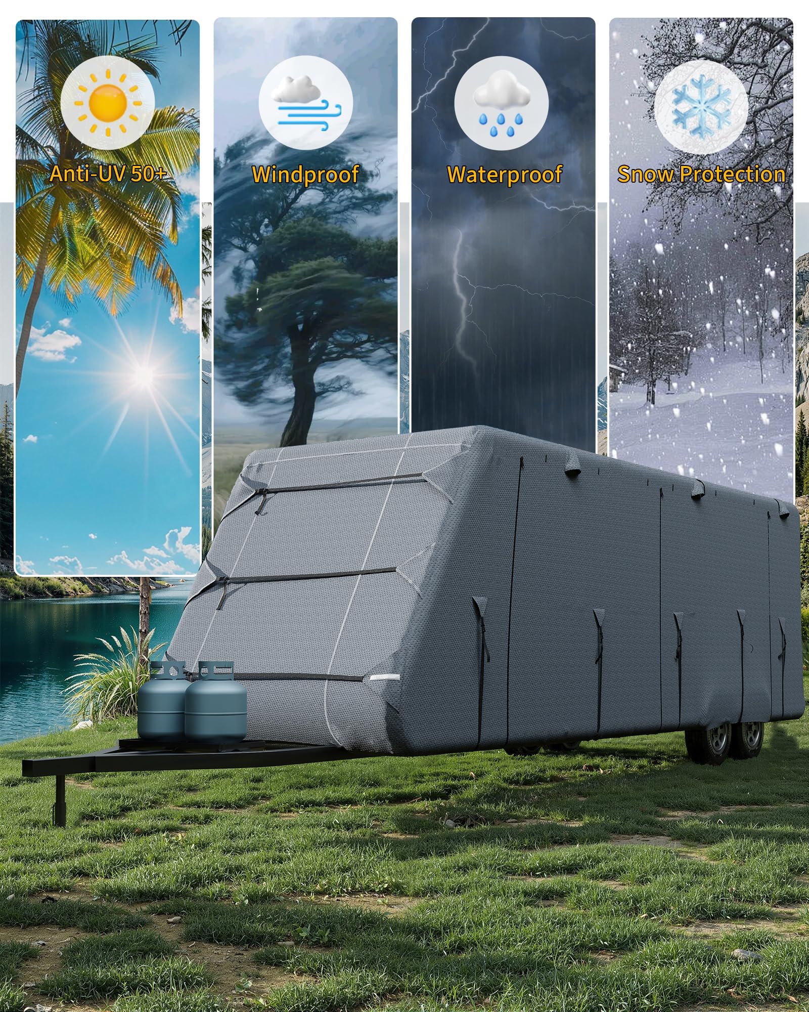 Garvee Funda para Autocaravana, 4 Capas, Impermeable, 914,4 cm