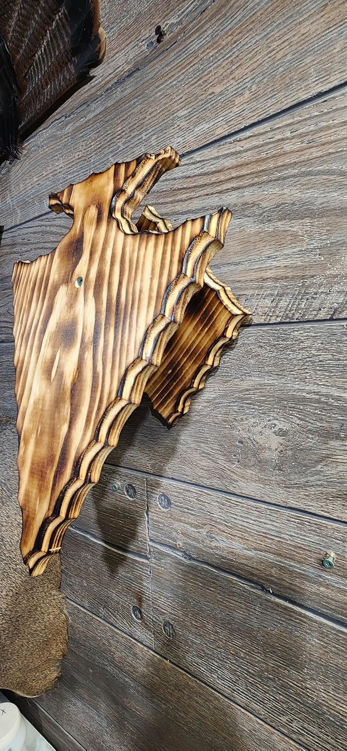 European Deer Skull Mounting Plaque Charred Arrowhead