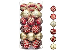 30-Count Christmas Ornaments Set: Festive Red and Gold Shatterproof Balls for Holiday Cheer