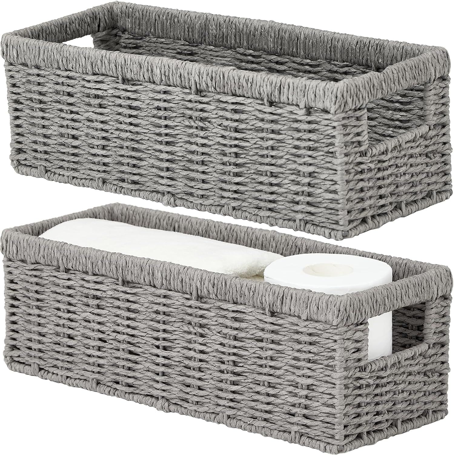 Vagusicc Wicker Storage Basket, Paper Rope Wicker Baskets
