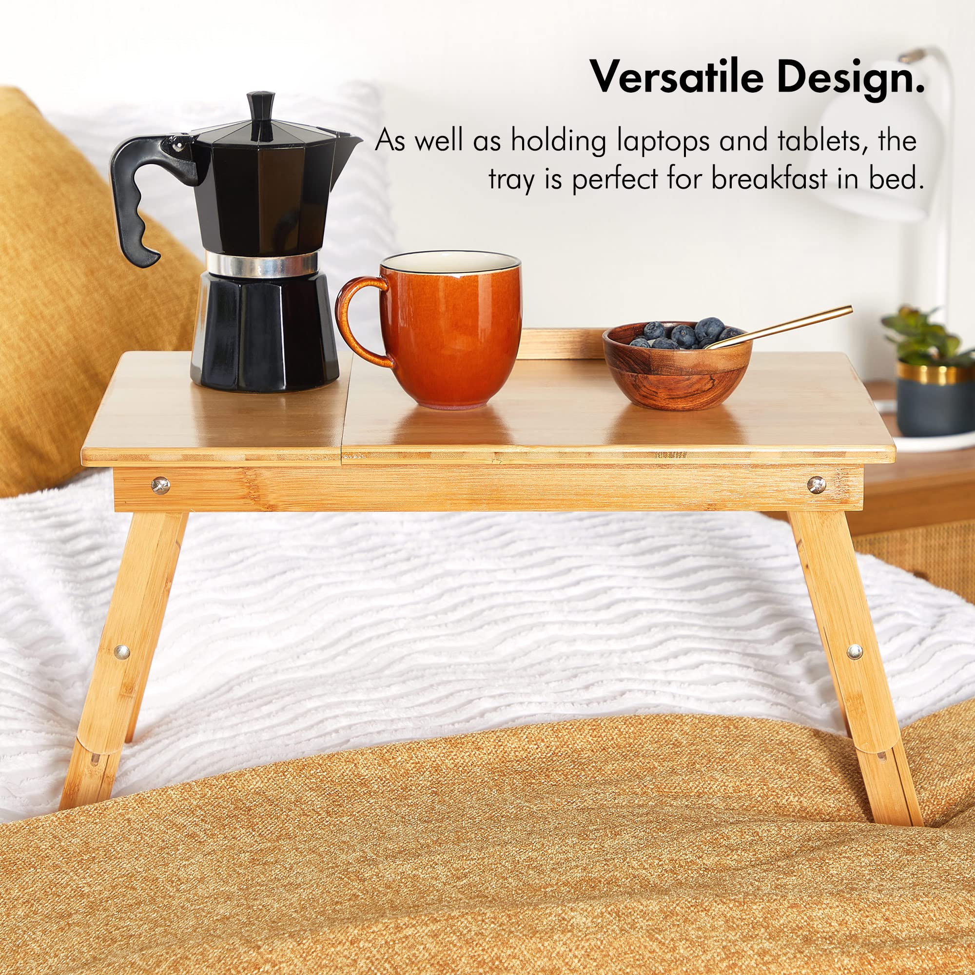 Vonhaus Portable Bamboo Laptop Desk Large Folding Bed Table With