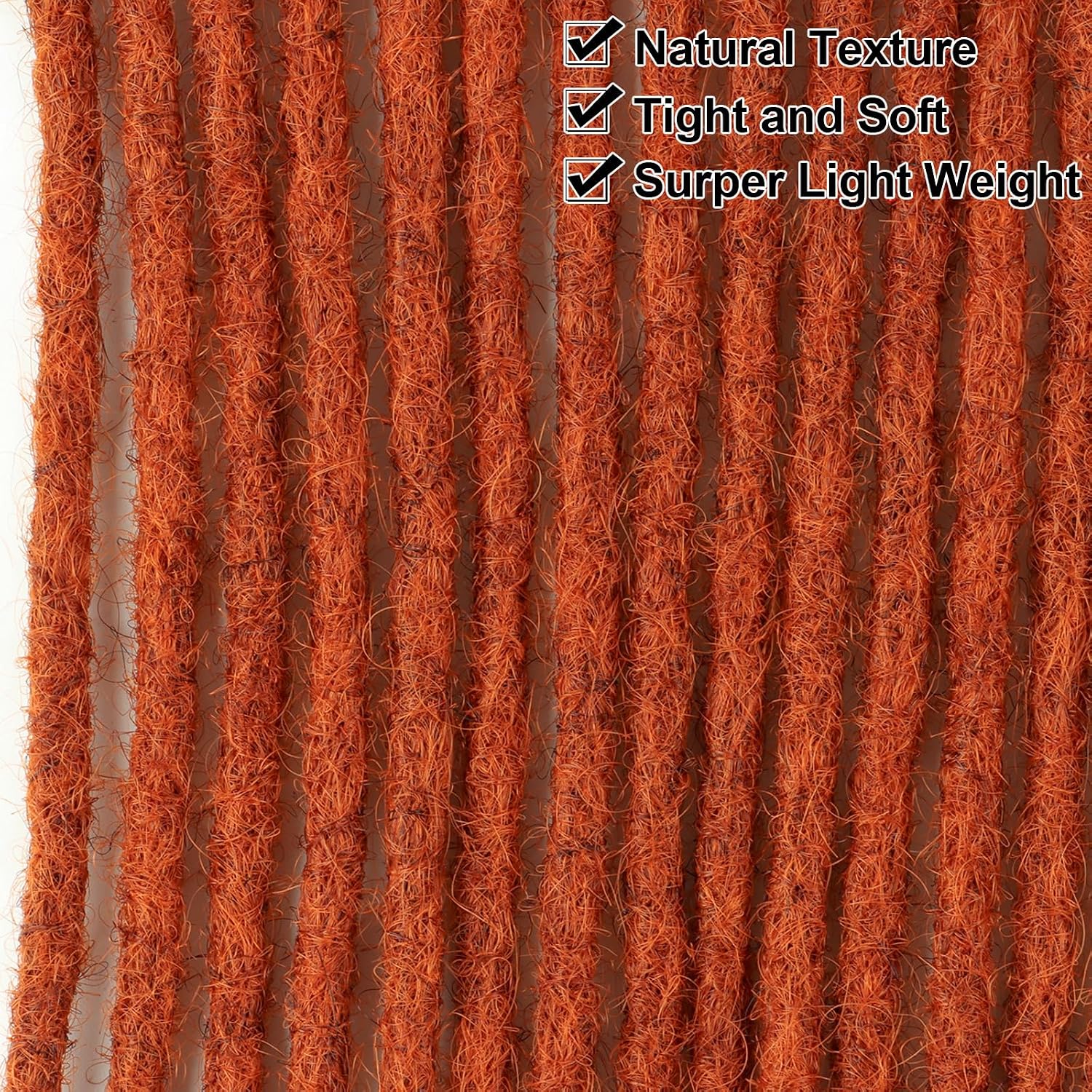 0.4cm Thickness #350 Ginger Real Human Hair Dreadlock Extensions for Men/Women 6 Inch 20 Strands Full Handmade Permanent Locs Extensions Human Hair