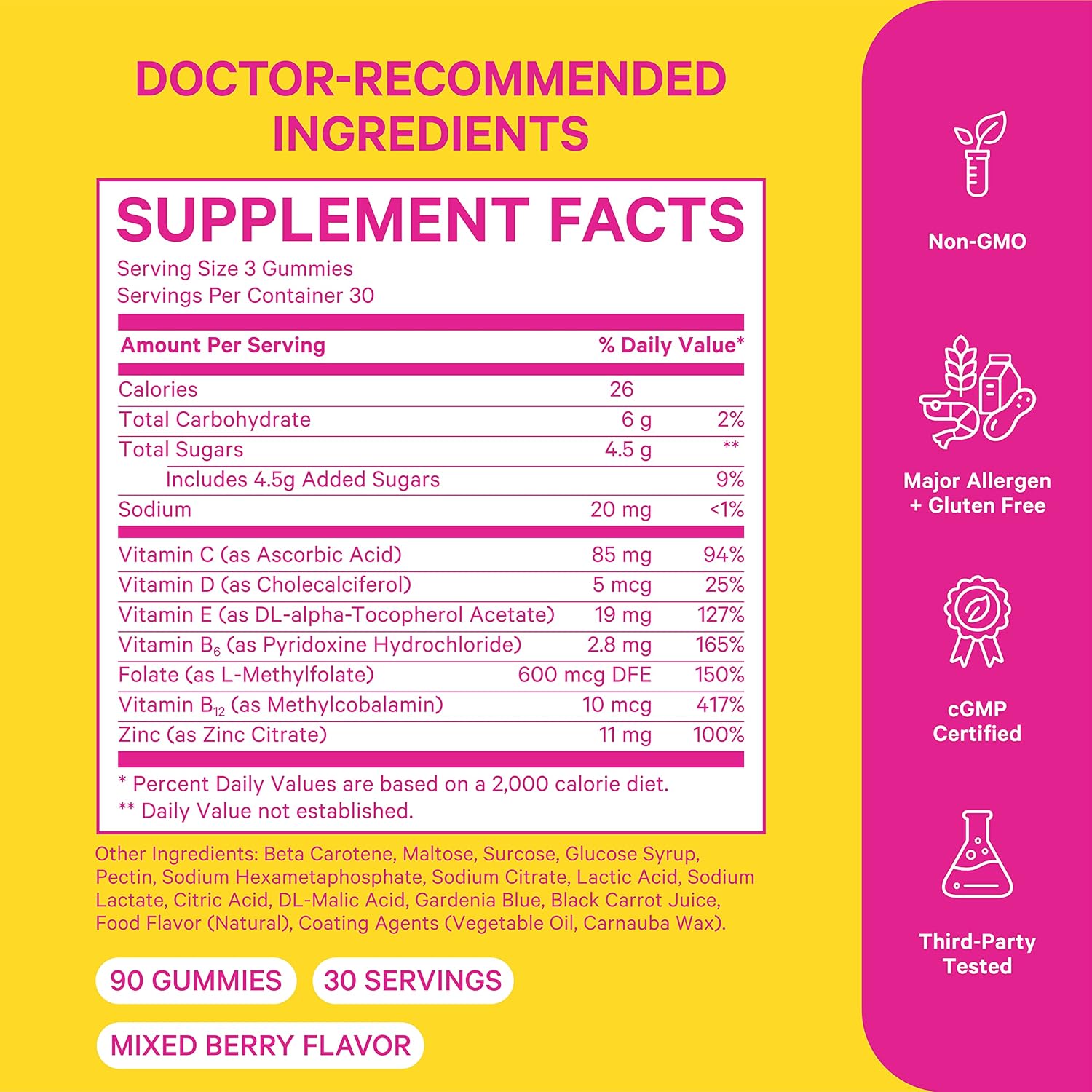 Pink Stork Total Cycle Gummies: PMS Relief & Period Relief for Women, Menstrual Support & Prenatal Vitamin, Zinc, Folate, Vitamin B, Hormone Balance for Women, Women-Owned, 90 Mixed Berry Gummies