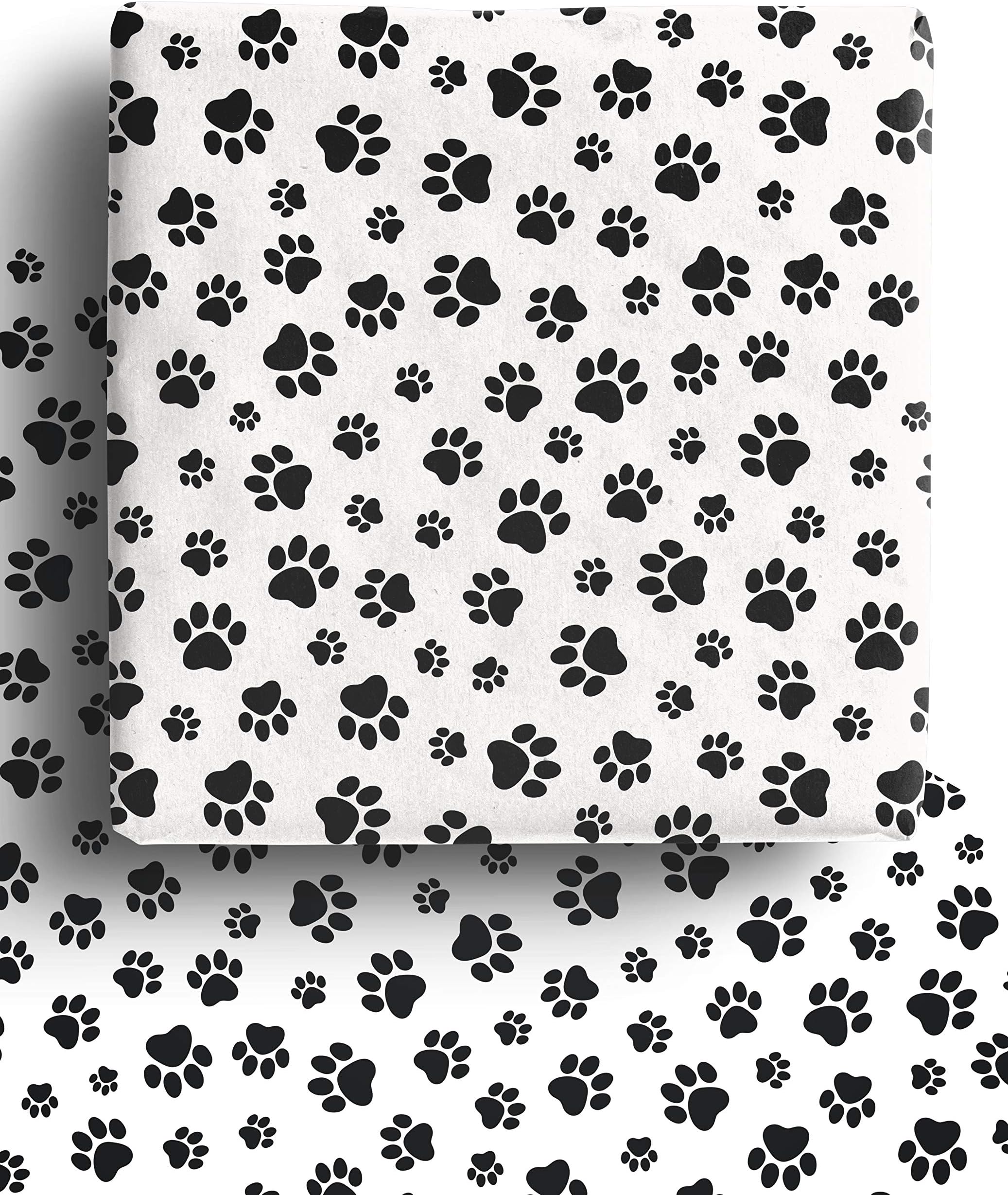 4 x Paw Print Recyclable Wrapping Paper Sheets 70cm x 50cm - Premium Gift Wrap for Birthday, Christmas & more - Designed and Made in the UK for Dog, Cat and all Animal Lovers - Pet Safe