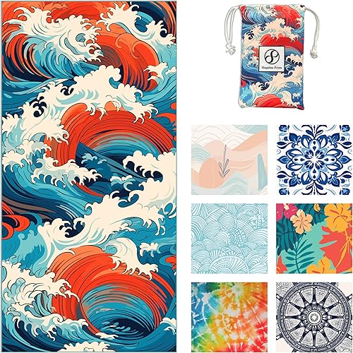 Toallas de playa de microfibra, suaves y ligeras, absorbentes, de secado rápido, sin arena, perfectas para la playa, piscina, viajes, campamento,