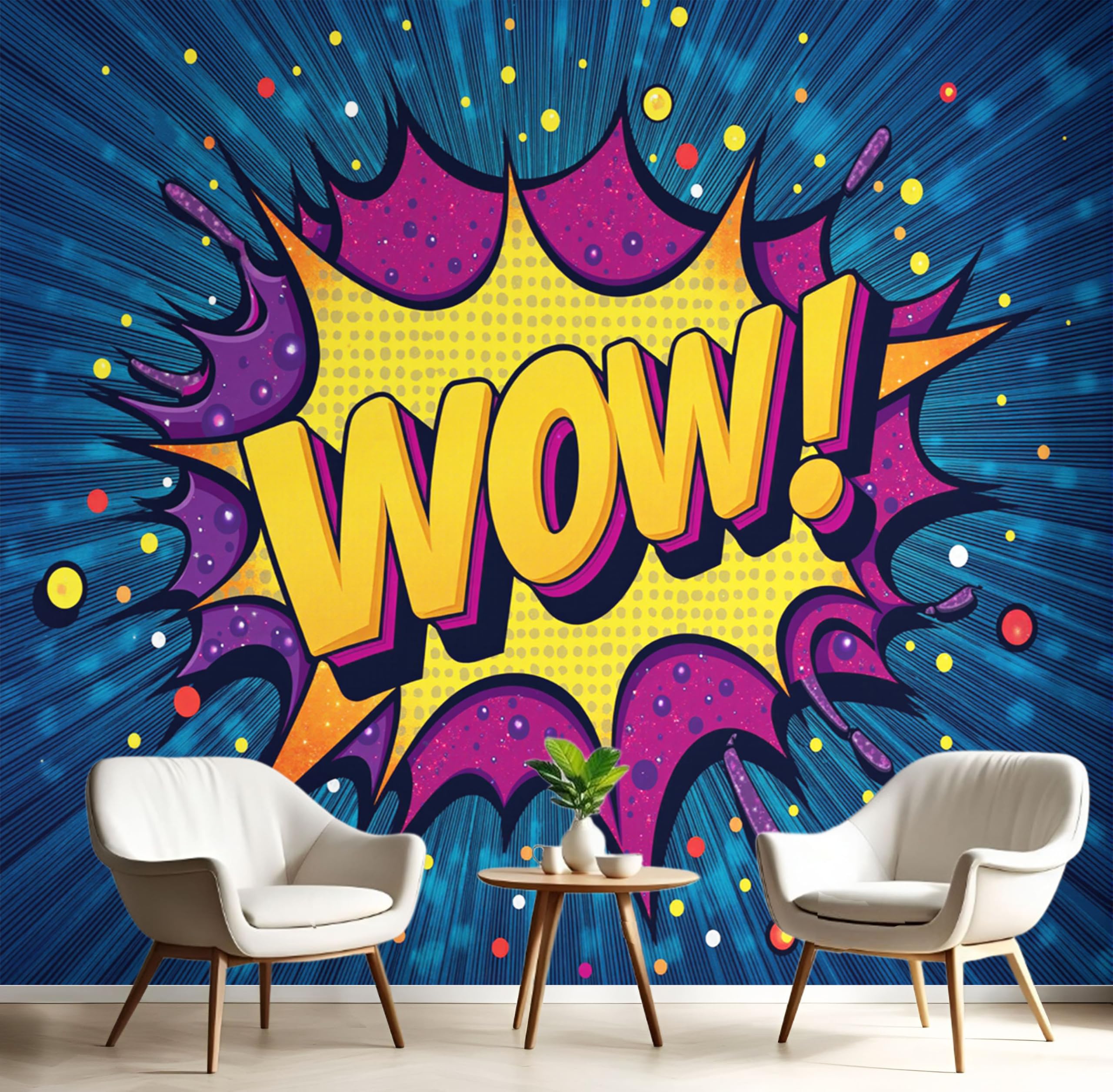 Papier Peint Panoramique Pop Art Indigo Pour Chambre Ado