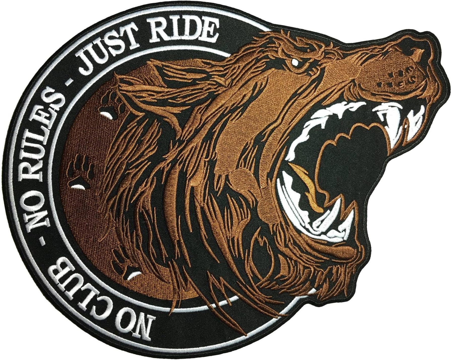 (LARGE PATCH)Visarn Lone Wolf No Club No Rules Embroidered Biker Heavy Chopper Ride Motorcycle For Jacket Vest Costume Sewing Iron On Patch