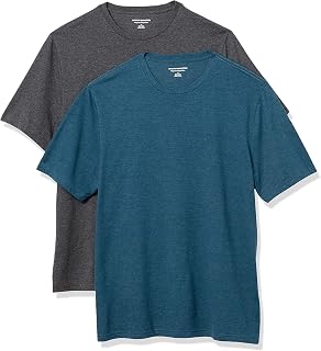 Men's Standard 2-Pack Loose-Fit Crewneck T-Shirt, Teal Heather/Charcoal Heather, X-Large