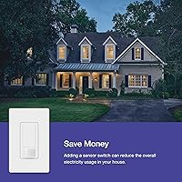 Vista 8 de Lutron Maestro Interruptor de luz con sensor de movimiento para interiores para baño, garaje, lavandería, cualquier bombilla, sensor de ocupación
