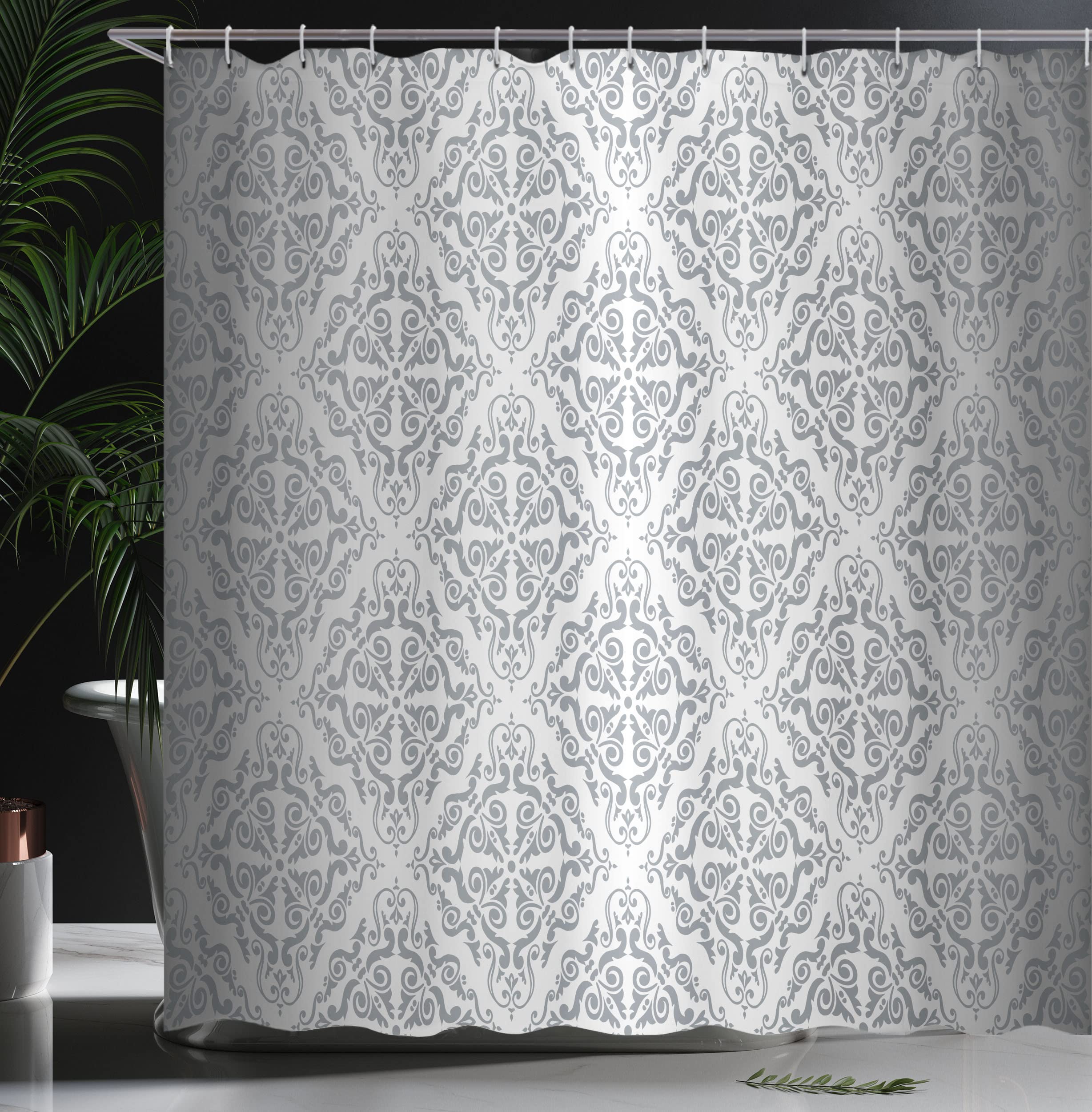 Tenda Doccia ABAKUHAUS 175x240 Cm - Tema Costiera E Sabbia, Grigio Scuro, Con Ganci Inclusi